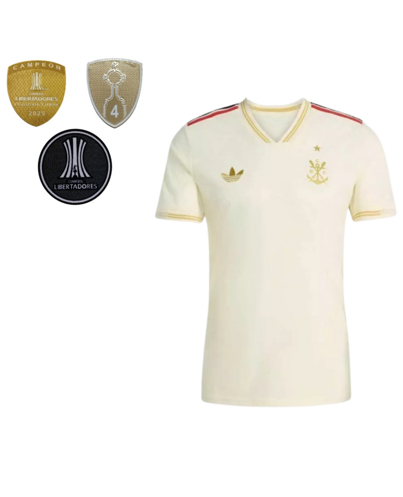 CAMISA DO FLAMENGO 25/26 BEGE PATCH DA LIBERTADORES